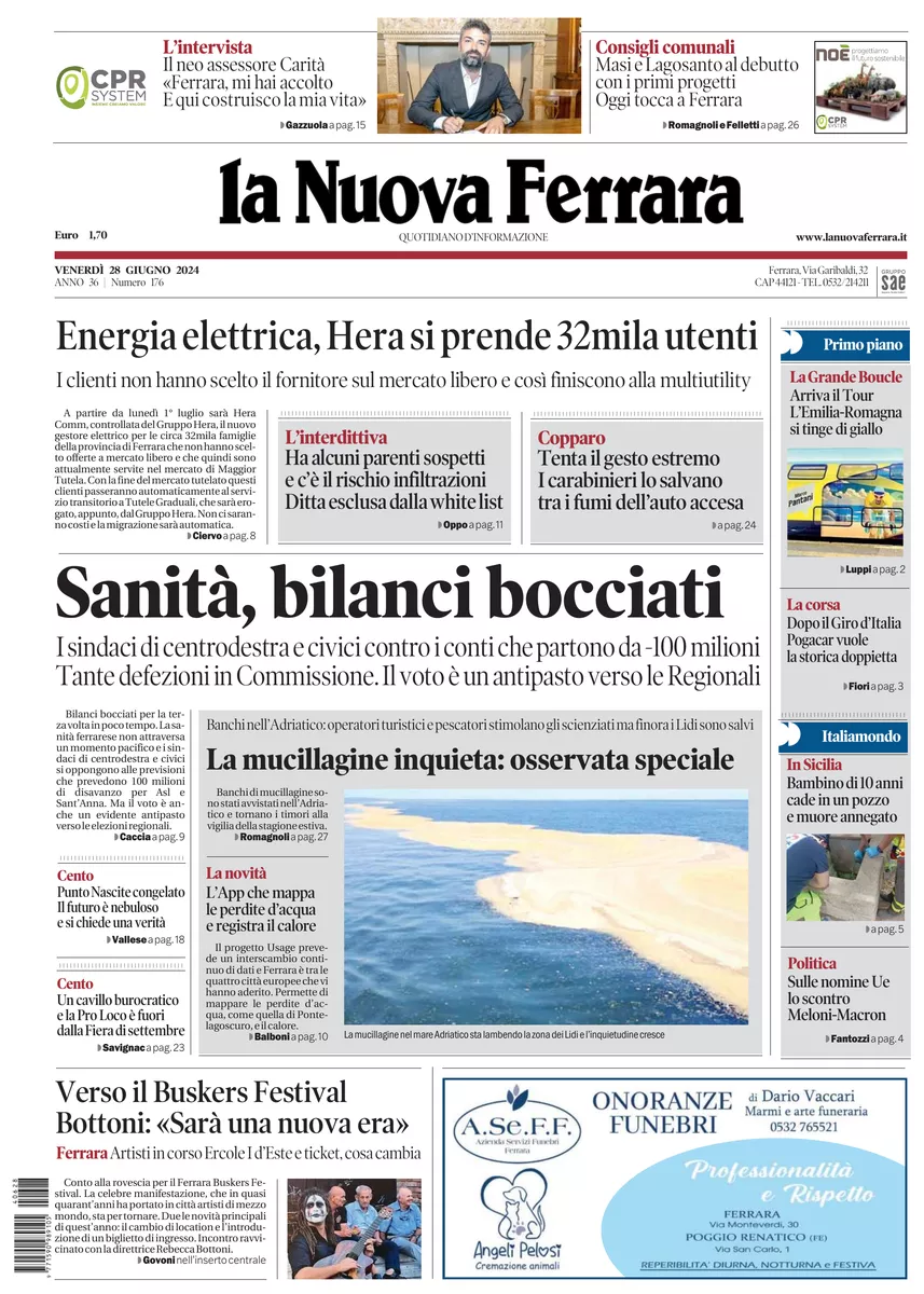 Prima-pagina-nuova ferrara-oggi-edizione-del-2024-06-28